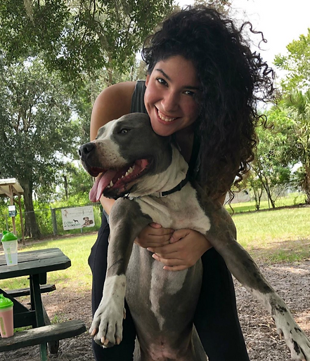 Owner with one dog at Potts Dog Sanctuary